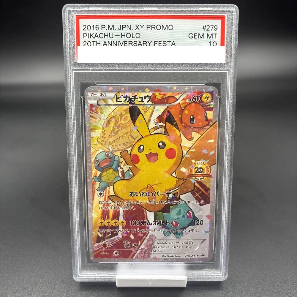 Custom Pikachu Holo 20th Anniversary Fan Art Card | Japanese XY Promo 279 Inspired | PTCG Collector Display