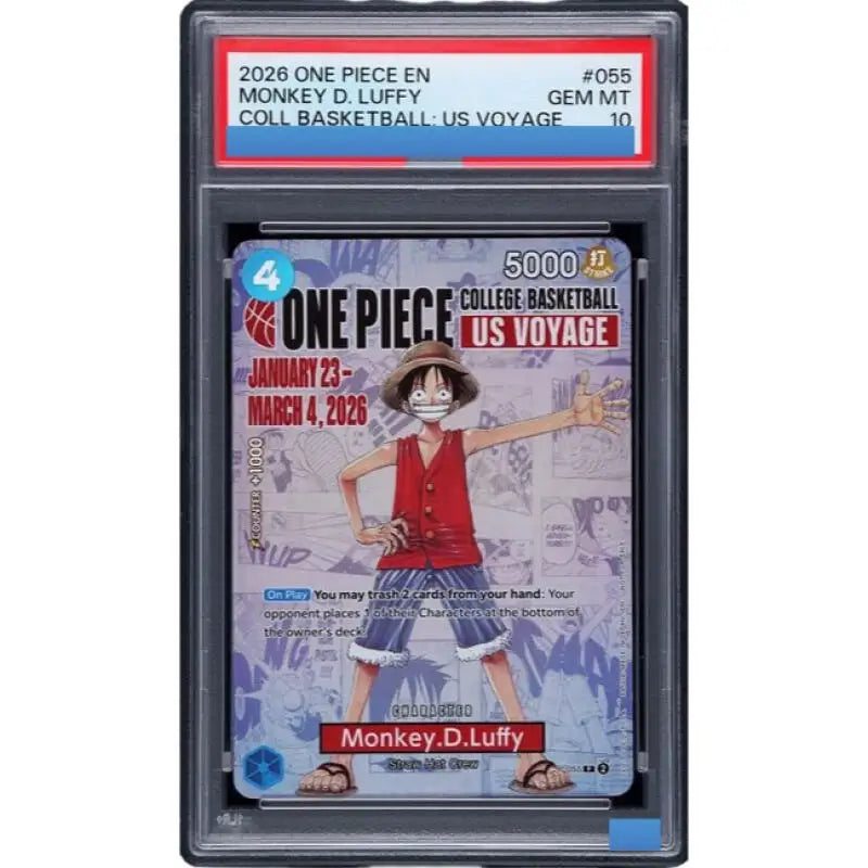 Proxy 2026 ONE PIECE PROMOS #055 MONKEY D. LUFFY COLL BASKETBALL: US VOYAGE P-055 Authentication Grading 10 Collection Game Card